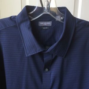 Black and blue horizontal striped shirt